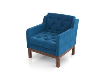 Кресло Айверс из массива сосны с обивкой синий шенилл