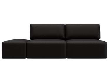 Модульный дивaн-кровать Лига-060 темно-коричневого цвета (экокожа)