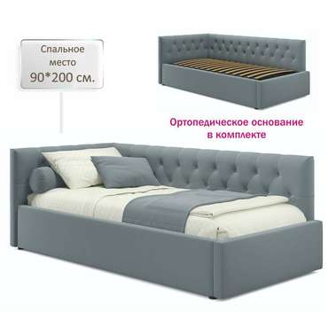 Кровать Afelia 90х200 серого цвета с ортопедическим основанием