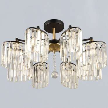 Люстра на штанге 63660-0.3-08 BK+COP (стекло, цвет прозрачный)