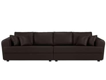 Прямой диван-кровать Милтон коричневого цвета (экокожа)