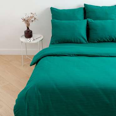 Простыня 'HoReCa' 200х217, страйп-сатин, 100 % хлопок, пл. 125 гр./кв. м., 'Изумруд'