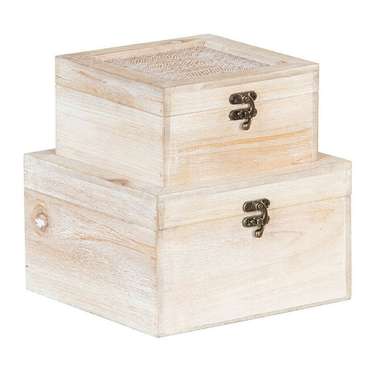 Декоративная коробка Листья ротанг 20 x 20 x 12 cm DMF (2 штук)