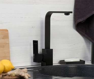 Смеситель для кухонной мойки Wasserkraft Abens черного цвета с высоким изливом
