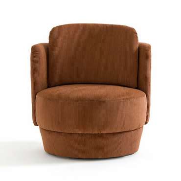 Кресло вращающееся из рифленого велюра Baltimore коричневого цвета