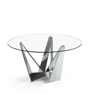 Круглый обеденный стол со стеклянной столешницей 