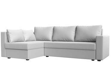 Угловой диван-кровать Мансберг бежевого цвета (экокожа) левый угол