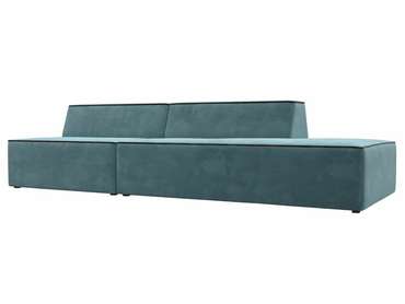 Прямой модульный диван Монс Модерн бирюзового цвета с коричневым кантом правый