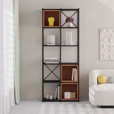 Стеллаж Vale Midi Bookcase коричнево-черного цвета