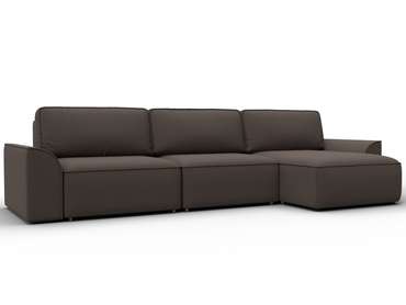 Угловой диван-кровать Лига-048 лонг темно-коричневого цвета