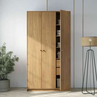 Распашной шкаф Wood бежевого цвета
