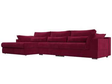 Угловой диван-кровать Пекин Long бордового цвета угол левый