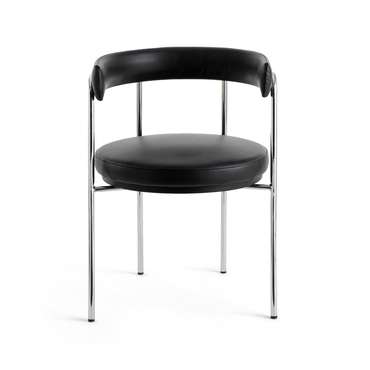 Кресло обеденное кожаное Jubo черного цвета