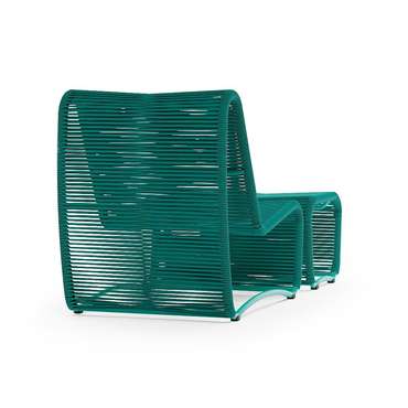 Кресло садовое Бали зеленого цвета с пуфом