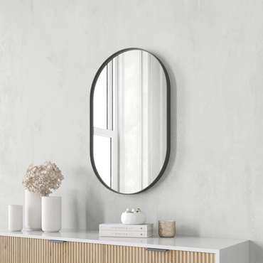 Дизайнерское настенное зеркало Nolvis S в тонкой металлической раме черного цвета