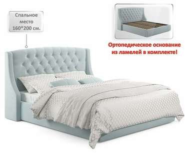 Кровать Stefani 160х200 мятного цвета с ортопедическим основанием