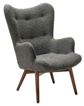 Кресло Хайбэк темно-серого цвета с коричневыми ножками