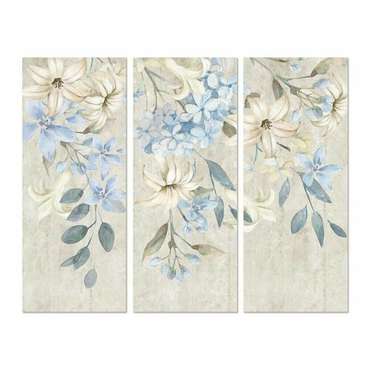 Картина Цветы 55 x 3 x 135 cm Shabby Chic (3 Предметы)