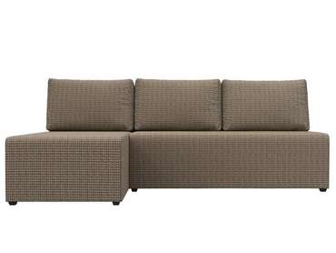 Угловой диван-кровать Поло бежево-коричневого цвета левый угол