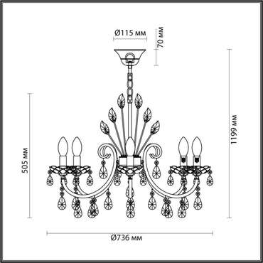 Подвесная люстра хрусталь Odeon Light Versia 4977/8 подсвечник с подвесками
