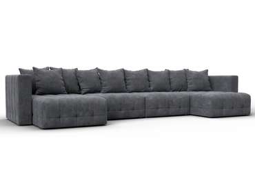 Угловой диван-кровать Лига-052 Лонг темно-серого цвета