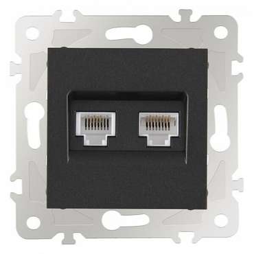 Розетка двойная RJ-11 и Ethernet RJ-45, без рамки 203.44-1.black