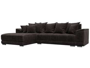 Угловой диван-кровать НордСтар темно-коричневого цвета левый