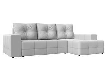 Угловой диван-кровать Перри белого цвета (экокожа) правый угол