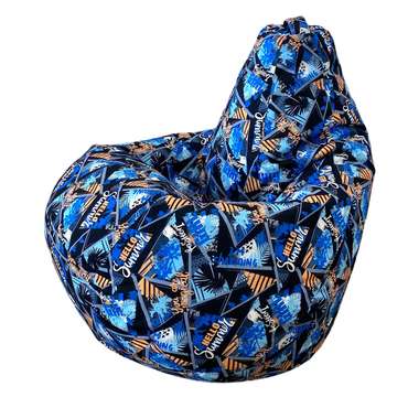 Кресло-мешок Груша Summer L синего цвета