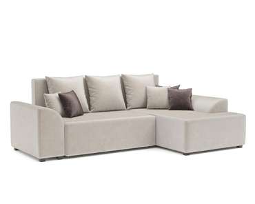 Угловой диван-кровать Каскад светло-бежевого цвета правый угол