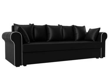 Прямой диван-кровать Рейн черного цвета (экокожа)