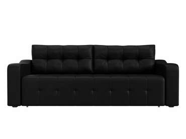 Прямой диван-кровать Лиссабон черного цвета (экокожа)