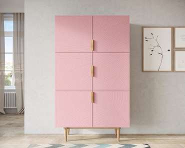 Шкаф Line с шестью дверками розового цвета