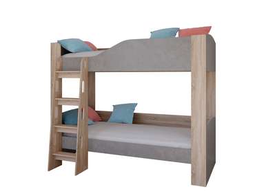 Двухъярусная кровать Астра-2 80х190 цвета Дуб сонома-Железный камень
