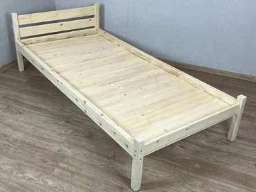 Кровать односпальная Классика сосновая сплошное основание 90х190 бежевого цвета
