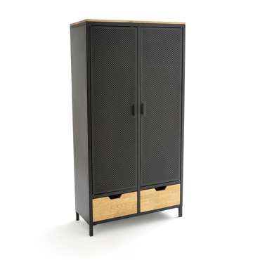 Шкаф с дверцами из металла и дуба Agama серого цвета