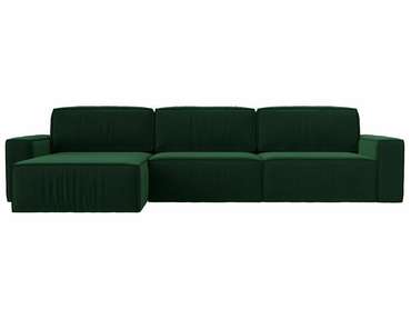 Угловой диван-кровать Прага Классик лонг темно-зеленого цвета левый угол