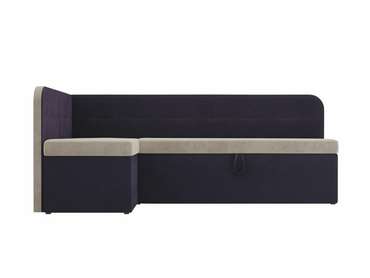 Угловой диван-кровать Форест бежево-фиолетового цвета левый угол