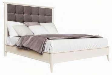 Кровать с мягким изголовьем Парижский шик 140×200 цвета слоновой кости