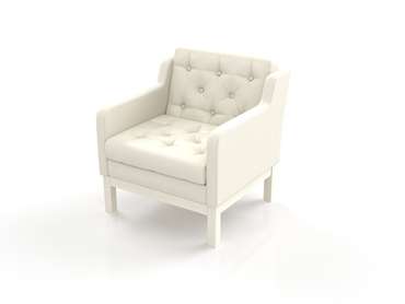 Кресло Айверс из массива сосны с обивкой белый кожзам