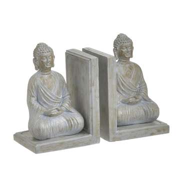 Набор из двух ограничителей для книг Buddha серого цвета
