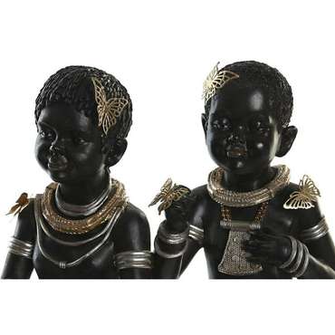 Декоративная фигура DKD Home Decor 20,5 x 18 x 35 cm Чёрный Колониальный Африканка (2 штук)