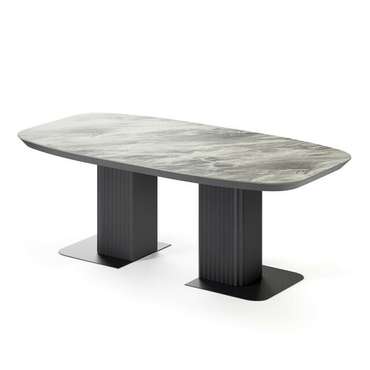 Раздвижной обеденный стол Гиртаб S со столешницей цвета светло-серый мрамор