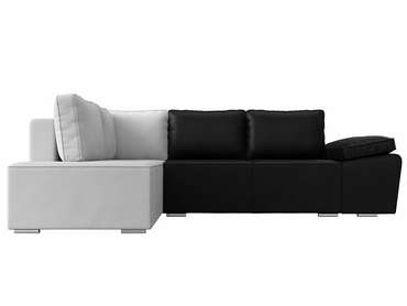 Угловой диван-кровать Хьюго черно-белого цвета (экокожа) левый угол