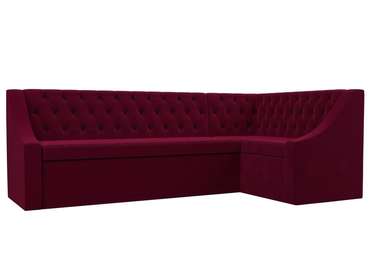 Кухонный угловой диван-кровать Мерлин бордового цвета правый угол
