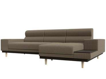 Угловой диван-кровать Леонардо бежево-коричневого цвета правый угол