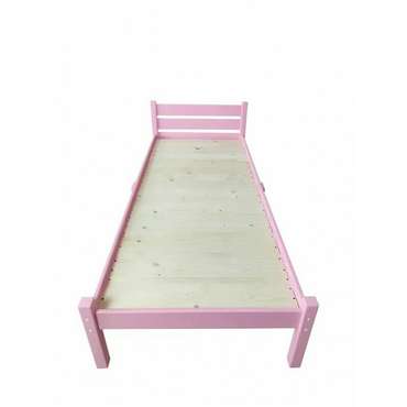 Кровать Классика Компакт сосновая со сплошным основанием 60х200 розового цвета