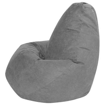 Кресло Мешок Груша XL в обивке из велюра серого цвета 