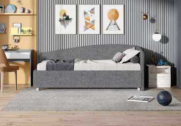 Кровать Paola R 90х200 светло-серого цвета без основания и подъемного механизма