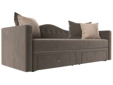Детский прямой диван -кровать Дориан коричневого цвета